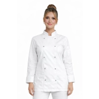 Bluza kucharska biała damska na napy długi rękaw roz. M – bluza kucharska – odzież gastronomiczna